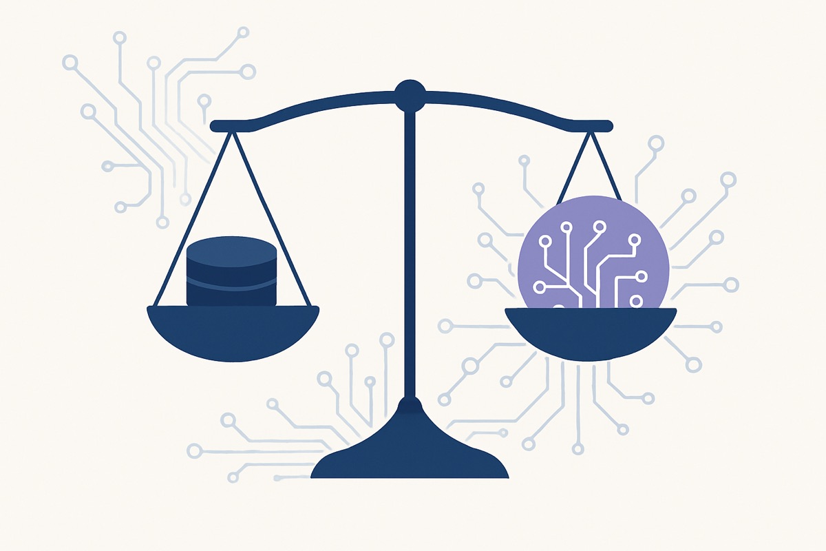 Conceptual graphic representing the value and cost of custom AI engineering