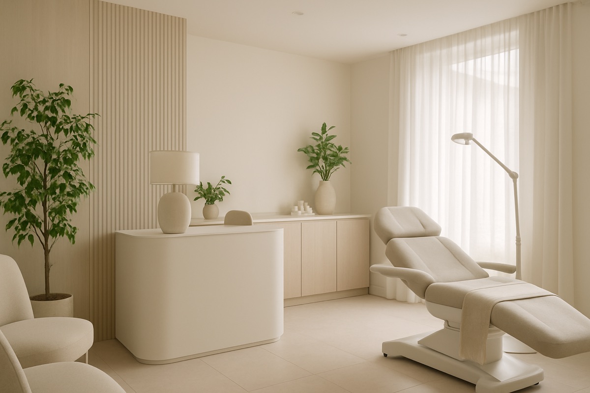 Bright modern medical spa treatment room